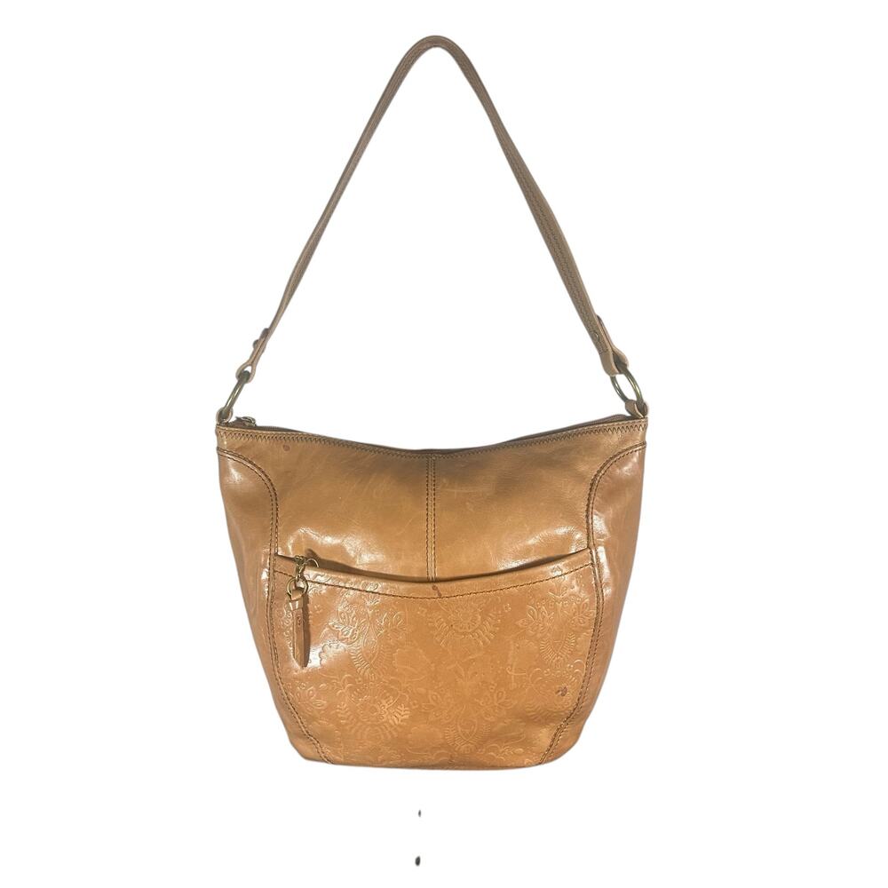 The Sak Tan Embossed Leather Hobo Shoulder Bag